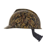 Gorra de seguridad con suspensión de trinquete Fas-Trac III | Carcasa de polietileno, correas de corona autoajustables – Tamaño estándar en camuflaje de campo de petróleo