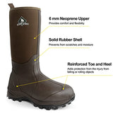 Obcursco Botas impermeables de goma de neopreno de 6 mm para hombres y mujeres, botas de lluvia aisladas para actividades al aire libre. Ideal para trabajo en granja, caza y pesca, Aislamiento de 400 g, color marrón., 10