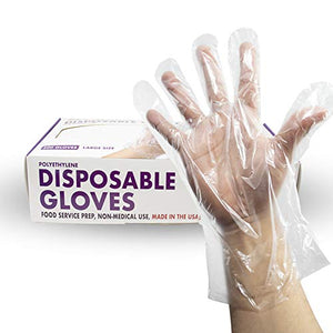 500 Guantes de Polietileno Sin Talco Transparentes Libre de Látex y BPA Propiedades Anti-Estáticas para Uso Doméstico Cocina y Protección de Seguridad para el Trabajo (- Grande)