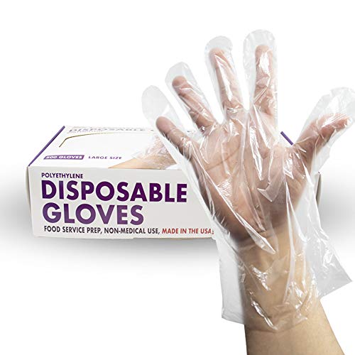 500 Guantes de Polietileno Sin Talco Transparentes Libre de Látex y BPA Propiedades Anti-Estáticas para Uso Doméstico Cocina y Protección de Seguridad para el Trabajo (- Grande)