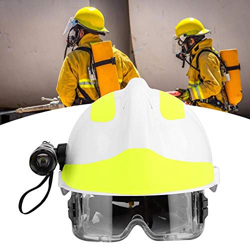 Casco de Rescate, Casco de Bombero, Cascos de Seguridad de Rescate de Emergencia Casco de protección antiincendios de Bombero con Faro y Gafas