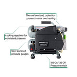 Metabo HPT Compresor de aire, 4 galones, eléctrico, doble pila, portátil, hierro fundido, bomba lubricada de aceite, 135 PSI, 1 año de garantía (EC99S)