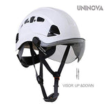 Casco duro de seguridad con visera – Casco ajustable aprobado por ANSI Z89.1 – suspensión de 6 puntos y sombreros duros ventilados, casco de seguridad clase C para trabajo de construcción (A1 visera tintada blanca)