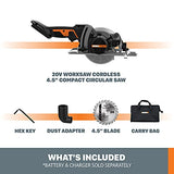 Worx WX531L.9 20V Power Share WORXSAW Sierra circular compacta inalámbrica de 4.5 pulgadas (solo herramienta)