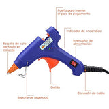 Sojitas Mini Pistola de Silicón con 50 PSC Barras Pegamento Caliente Adhesivo para Bricolaje（20W, Barras de 7mm, largo de 10cm)