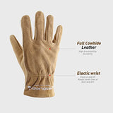 Guantes de trabajo de cuero para niños, 2 pares de guantes de jardinería, guantes de jardín para niños de 2 a 9 años (mediana edad de 4 a 6 años), color marrón