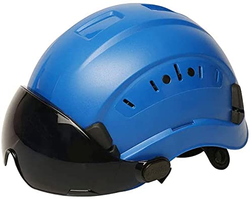 Casco de Seguridad ABS Casco de protección Ajustable para Trabajos en Altura con suspensión de 6 Puntos para construcción y Escalada(Color:Blue,Size:Type A)