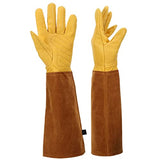 Guantes de soldador de cuero resistente al calor de cuero Larga espina a prueba de jardinería Guantallas de horno l 1 Pair, Guantes de soldador