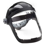 Protector facial con casco de trinquete, tinte transparente, revestimiento antivaho, negro, 14220