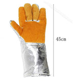 Guantes de Soldador Aislamiento Guantes industriales, Cuero, Guantes de Papel de Aluminio, Horno, Anti escaldado, Fundición, Resistencia al Desgaste, Alta Temperatura, 500-1000 Grados
