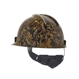 Gorra de seguridad con suspensión de trinquete Fas-Trac III | Carcasa de polietileno, correas de corona autoajustables – Tamaño estándar en camuflaje de campo de petróleo