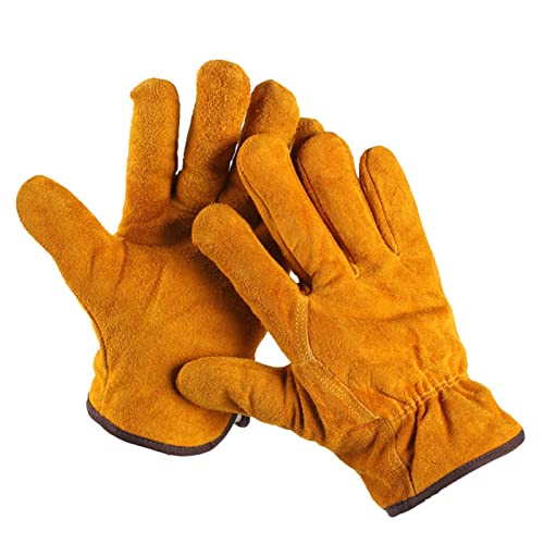 Guantes de Soldador  Resistente al Calor, Guantes for Hornear, Guantes de Trabajo for Soldador Chimenea Estufa de Bracket (Color : 2 pcs Yellow, Size : 25cm in Length)