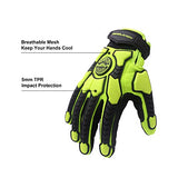 Guantes de trabajo resistentes, acolchado SBR, guantes protectores de impacto, guantes de trabajo mecánicos antivibración, guantes de trabajo táctiles (M, verde)