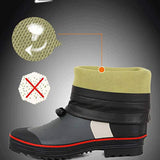 DUANGUOYAN Botas de Lluvia- Botas de Lluvia de Color de Contraste de Costura para Hombres en el Tubo Botas de Goma Antideslizantes Impermeables Cubierta de Zapato Impermeable Ajustable para Hombres