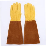 Guantes de soldador de cuero resistente al calor de cuero Larga espina a prueba de jardinería Guantallas de horno l 1 Pair, Guantes de soldador