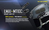 Nitecore MT10C 920 Lumen ARC Rail - Luz táctica para casco, recargable y rotativa con luz roja