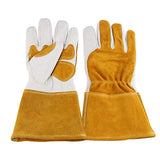 Guantes de jardinería de piel para mujeres y hombres, guantes transpirables de poda con guanteletes a prueba de espinas, mangas largas de piel de vaca para jardinero y granjero (XL)