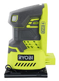 Lijadora de palma Ryobi P440 One + 18V Ion de litio 12,000 RPM 1/4 hoja con bolsa para polvo integrada y almohadillas de lijado incluidas (batería no incluida, solo herramienta eléctrica)