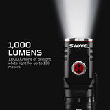 NEBO SWYVEL - Linterna Recargable de 1000 lúmenes: Cabezal Giratorio Compacto Recargable EDC Lightthas a90 Grados; 5 Modos de luz; Control de Potencia Inteligente - 6907, Negro