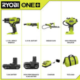 Juego de herramientas RYOBI - ONE+ 18 V Kit combinado inalámbrico automotriz con (1) batería de 1.5 Ah, (1) batería de 4.0 Ah y cargador (4 herramientas) - PCK200KN