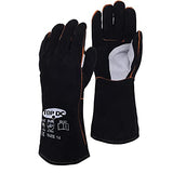 Guantes de soldador de cuero vacuno superior de 14 pulgadas, resistentes al calor, guantes ignífugos, guantes para forja/parrilla/barbacoa/estufa/horno/chimenea/soldador Tig/horneado/jardinería/manipulación de animales con manga larga de 5.7 pulgad