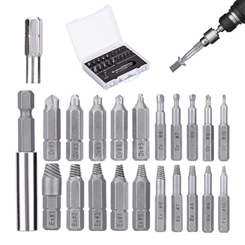 Extractor de Tornillos-22 Piezas Libara, Kit de Extractor de Tornillos Dañados y Extractores de Tornillos Rotos, Removedor de Tornillos Pelados, Adaptador de Enchufe de Acero de Alta Velocidad