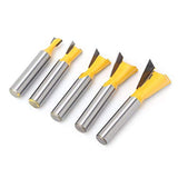 5 Unids Fresadora Fresadora de cola de milano Broca de cola de milano Extremo de cola de milano para herramientas de mano de madera de proceso Accesorios