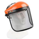 Pantalla facial de malla de resistencia con visera Casco para podadora de corte eléctrica, podadora, motosierra, tala , Gorras naranjas