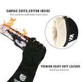 Delantal de soldador de cuero, resistente al calor y al fuego, con 6 bolsillos, delantal de trabajo para carpintería, Negro: 24.0 x 35.8 in con guantes, M to XXXL