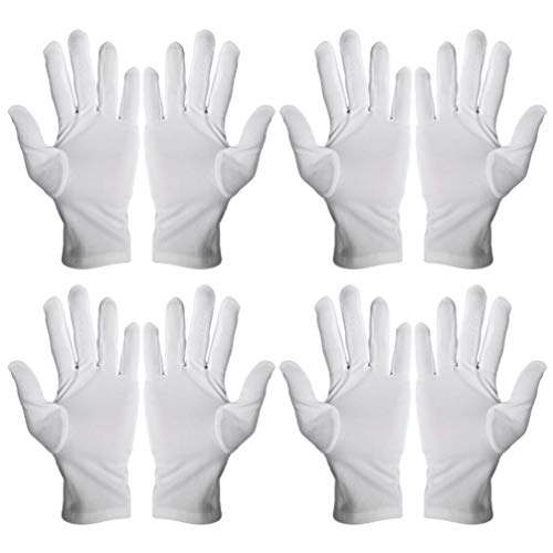 BeauPretty 12 pares de guantes de algodón blanco para entrenamiento, guantes de protección laboral, guantes para hospital, cosméticos, spa, hidratantes, inspección de monedas