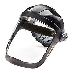 Protector facial con casco de trinquete, tinte transparente, revestimiento antivaho, negro, 14220