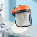 Pantalla facial de malla de resistencia con visera Casco para podadora de corte eléctrica, podadora, motosierra, tala , Gorras naranjas