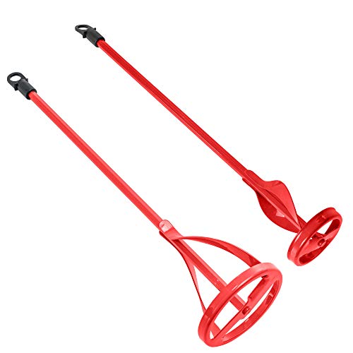 TCP Global - Juego de 2 cuchillas mezcladoras de pintura, resina epoxi, barro y cemento, herramientas de agitación para taladro eléctrico, palas de mezcla de cinta de 15.5 y 14 pulgadas, cañas de cabeza hexagonal de 3/8 y 5/16 pulgadas, mezcla de cubo de