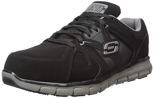 Skechers, Zapatos de Trabajo para Hombre, Synergy Ekron 77068, Negro/Carbón, 27 Ancho Medio