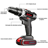 Taladro Electrico Inalambrico/modo de trabajo tres en uno,atornillado, taladrado, impacto juego de herramientas de taladro eléctrico 1350 RPM 2 baterías recargables de iones de litio