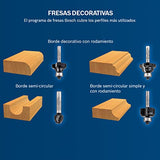 Set de Fresas rectas, vástago de 1/4" | 6pz. BOSCH