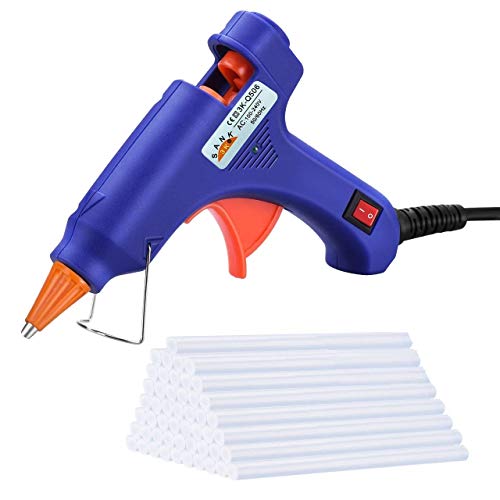 Sojitas Mini Pistola de Silicón con 50 PSC Barras Pegamento Caliente Adhesivo para Bricolaje（20W, Barras de 7mm, largo de 10cm)