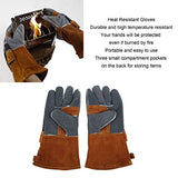 WEYI Guantes de protección para Barbacoa Guantes de Cocina para Exteriores Resistentes al Calor ignífugos portátiles para soldar Café
