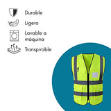 Simonetta Vespetti Chaleco de Seguridad con Tiras Reflectantes y Cierre, 3 Piezas, 3 Bolsillos Exteriores, 1 Bolsillo Transparente, Perfecto para Industria y Otras Actividades, Poliéster (CH, Verde, 3)