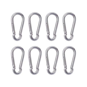 8 mosquetones de acero con mosquetón, llavero de enlace rápido resistente, gancho de metal para correa de perro, campamento al aire libre, columpio, hamaca, senderismo (M6,60 mm, puede contener 300 libras)