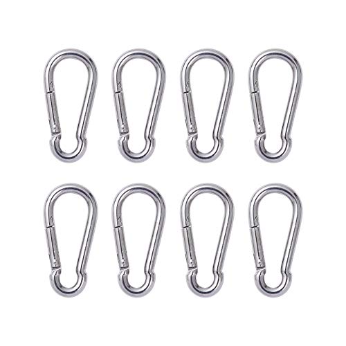 8 mosquetones de acero con mosquetón, llavero de enlace rápido resistente, gancho de metal para correa de perro, campamento al aire libre, columpio, hamaca, senderismo (M6,60 mm, puede contener 300 libras)