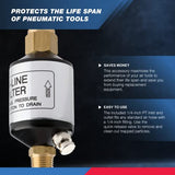 Neiko 30253A Separador de agua y aceite para línea de aire | 1/4" NPT entrada y salida | 150 PSI