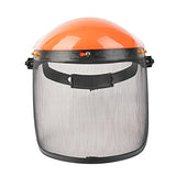Pantalla facial de malla de resistencia con visera Casco para podadora de corte eléctrica, podadora, motosierra, tala , Gorras naranjas