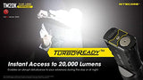 Nitecore TM20K - Foco de búsqueda LED táctica recargable USB-C de ultra alto rendimiento, 19 x CREE XP-L HD, 20000 lúmenes con 2 fundas de batería Eco Sensa gratis