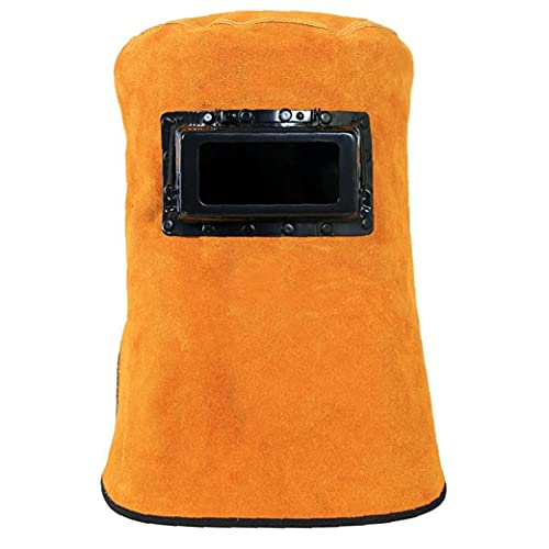 Capucha de Soldador Soldadura de la cara de la cubierta de la campana del soldador del casco de cuero resistente al calor con lente de filtro de protección de la cara del cuello de los ojos de la soldadora accesorios de