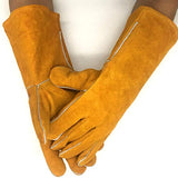 Guantes de Soldador- Resistentes al Calor y al Desgaste - for soldadores TIG/Mig/Chimenea/BBQ/Jardinería/Parrillas/Estufas (14 Pulgadas, Oro) Antideslizan
