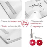 Placa de inserción de mesa de enrutador de aluminio, placa de inserción de enrutador de carpintería, placa de montaje de mesa con 2 anillos de inserción de mesa de enrutador y tornillos para enrutador de madera, 300 x 235 x 9,5 mm