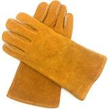 Guantes de Soldador- Resistentes al Calor y al Desgaste - for soldadores TIG/Mig/Chimenea/BBQ/Jardinería/Parrillas/Estufas (14 Pulgadas, Oro) Antideslizan