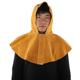 Capucha de soldador, protección facial de cuello con aislamiento térmico de piel de vaca amarilla, máscara de seguridad para casco de soldadura a prueba de salpicaduras y resistente al calor