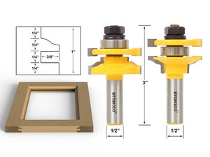 Broca fresadora  Stile Router Bit Set, Ogee, Stock Size 3/4" to 1", 1/2" Shank